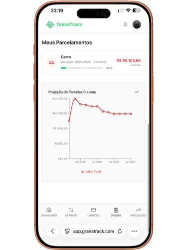Interface de Controle de Parcelamentos